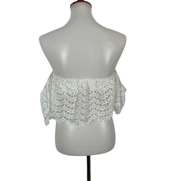 L’Atiste AMT Crop Top Small White Lace Off Shoulder Romantic Cottagecore - Picture 4 of 6
